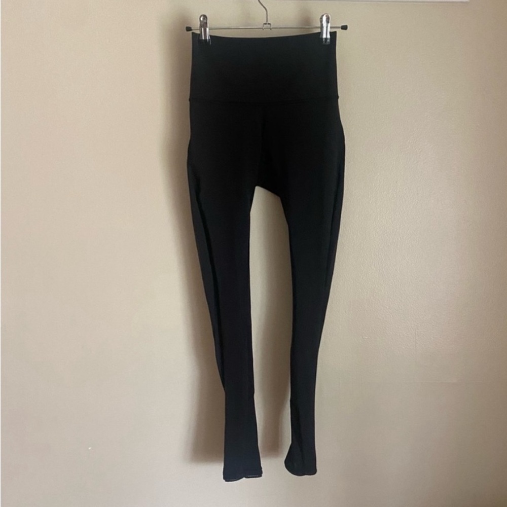 Lululemon leggings in black with geometric detail, 2